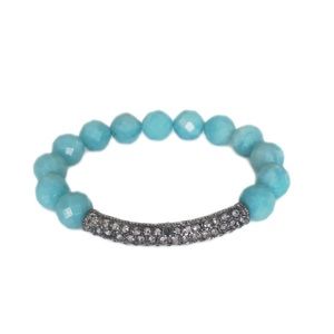 Shop Amazonite and Gunmetal Pave Bar Bracelet
